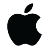 The logo of Apple Inc. in black on a white background