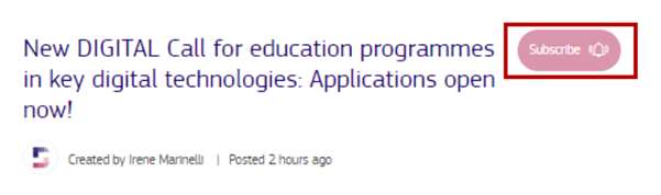 Title of the discussion thread with the subscribe button highlighted 