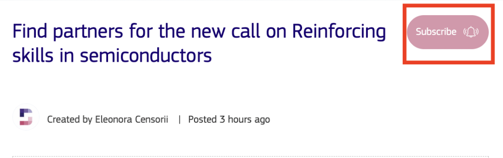 Image highlighting the bell icon needed to subscribe to the updates on a single post