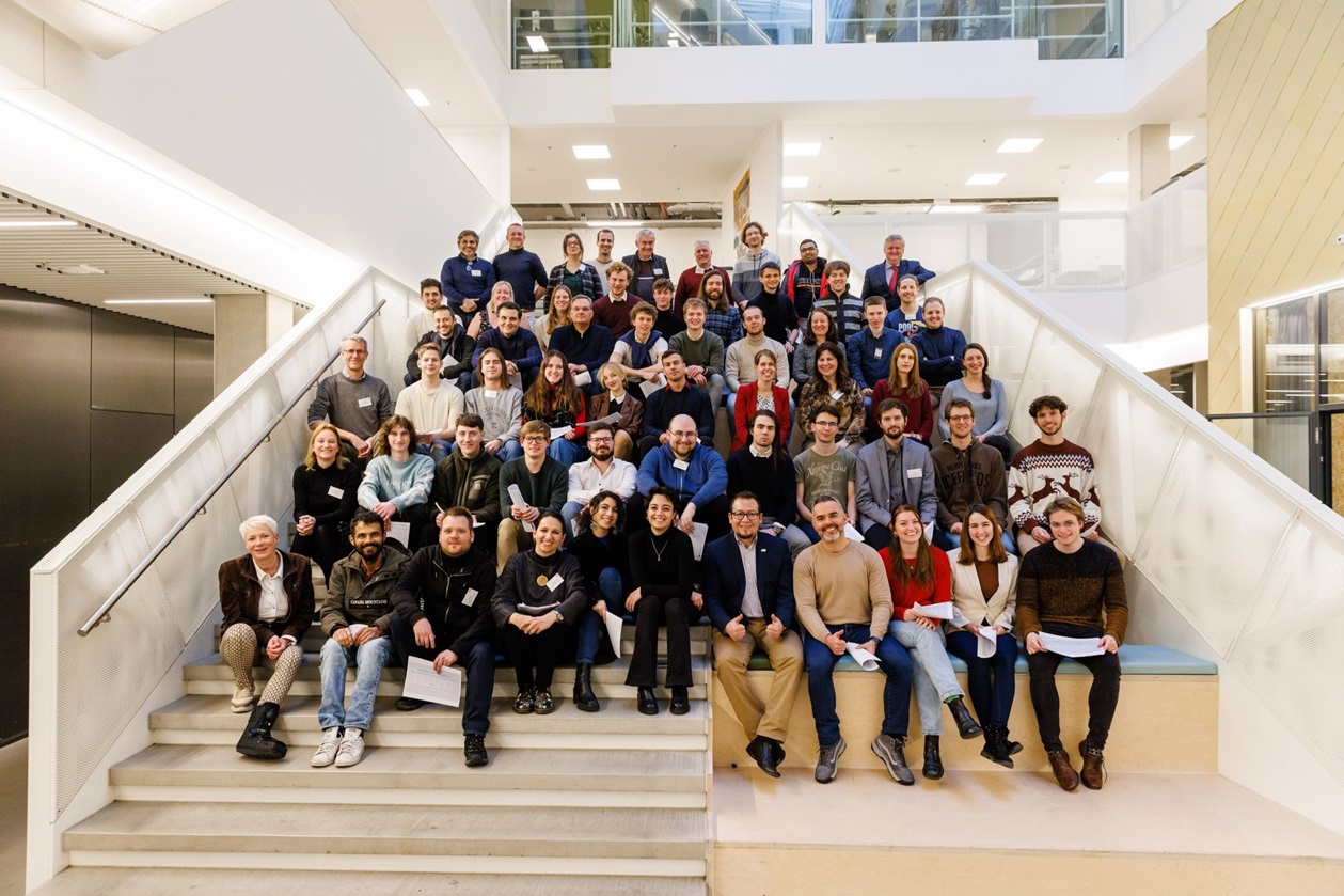 Human Centred AI students from Budapest, Dublin, Naples and Utrecht with consortium members in Utrecht working on Human Centred AI thesis proposals.
