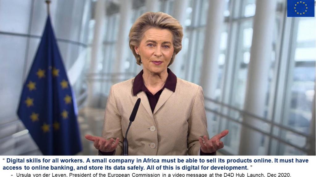 Ursula Von der Leyen, Keynote Speech at the D4D launch in December 2020. Credit: D4D Hub.eu