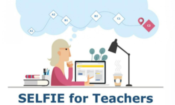 cartoon teacher in front of the computer