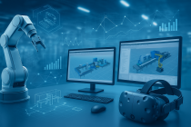 Course image illustrating digital production processes and simulation tools used in the MERIT project at TalTech.