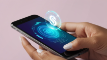 An image of a smartphone on light pink background