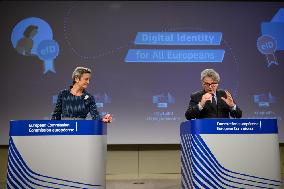 © European Union, 2021 Margrethe Vestager, on the left, and Thierry Breton