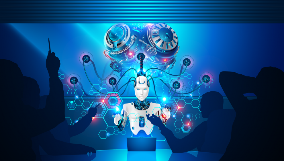 © AndSus - stock.adobe.com Robot with people around it observing