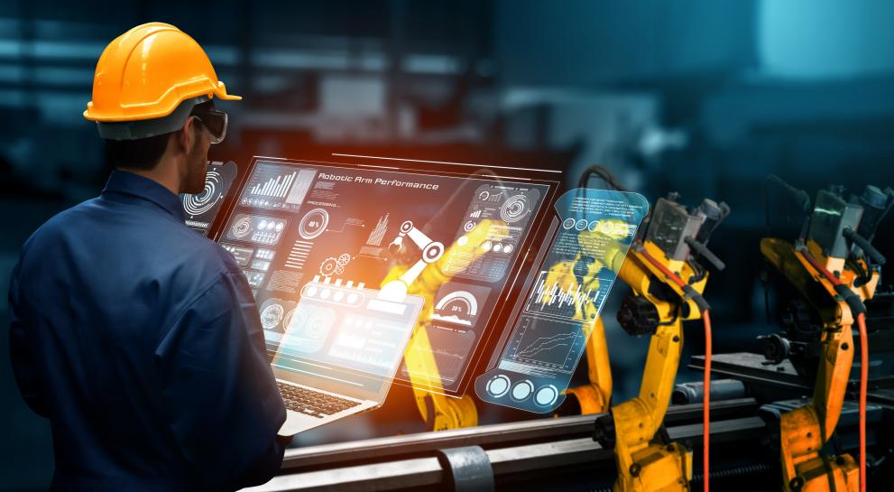© Blue Planet Studio - stock.adobe.com Smart industry robot arms for digital factory production technology showing automation manufacturing process of the Industry 4.0
