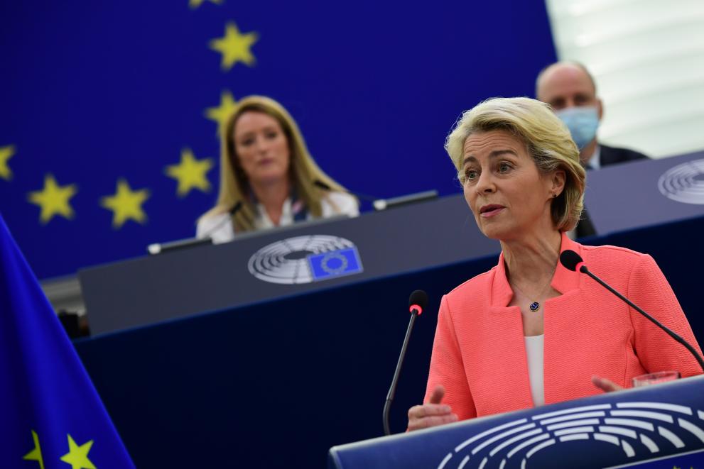 Ursula Von der Leyen, President of the European Commission, State of the EU address 2021. Source: EC - Audiovisual service. Ursula Von der Leyen, President of the European Commission, State of the EU address 2021. Source: EC - Audiovisual service.