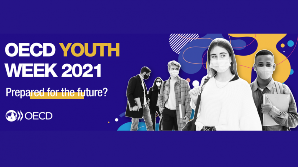 @ OECD Graphic design of the event: includes the title, organisers and time and date of the event plus some images of young people coming forward
