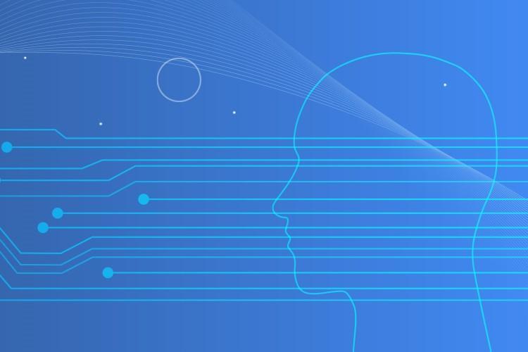© European Commission Outline of a human head with network connections running through them. Circle and wavy lines in the background. The image is in shades of blue and white