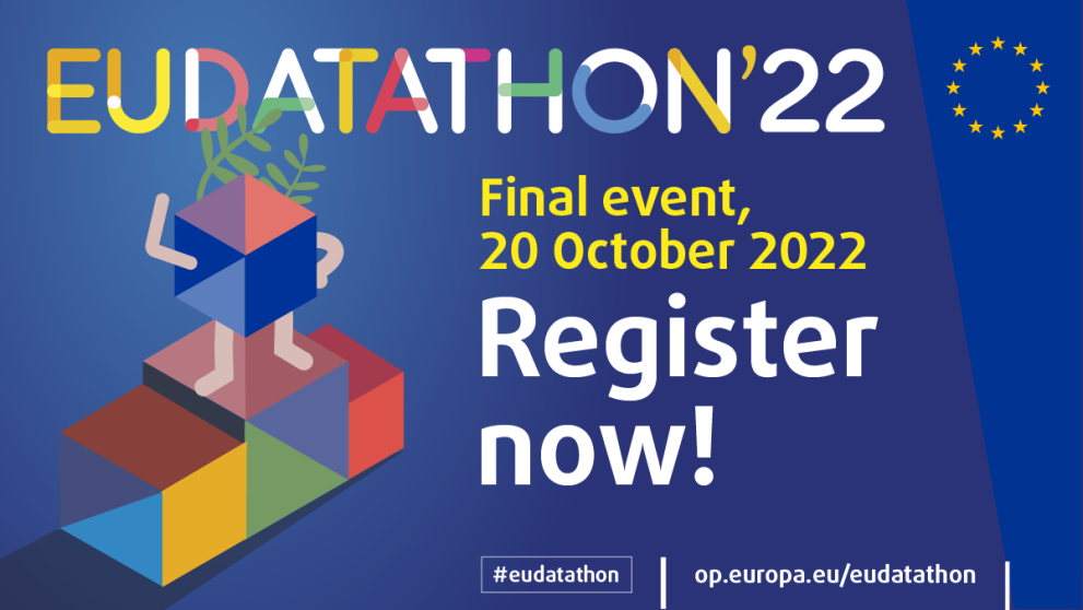 © Publications Office of the European Union The image shows the event poster with cubes and the date, time and place of the event.
