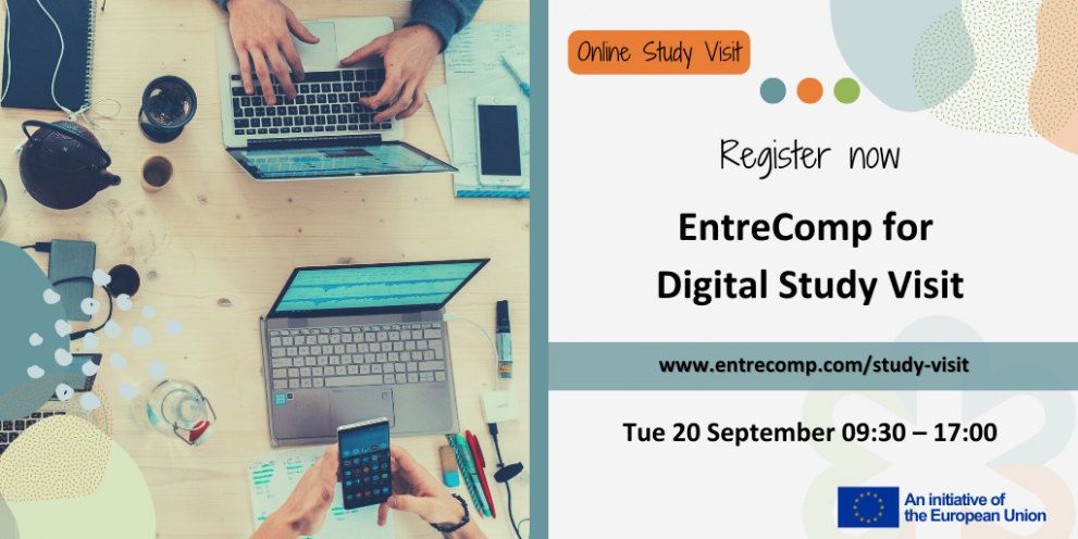 © EntreComp community image shows computers and conference details