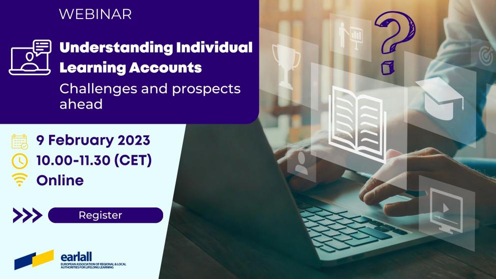 © EARLALL Visual of the webinar with the title and hour and a photo with hands on a keyboard