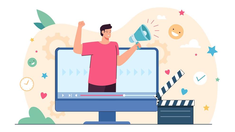 Illustrated person jumping out of a screen jubilantly Illustrated person jumping out of a screen jubilantly