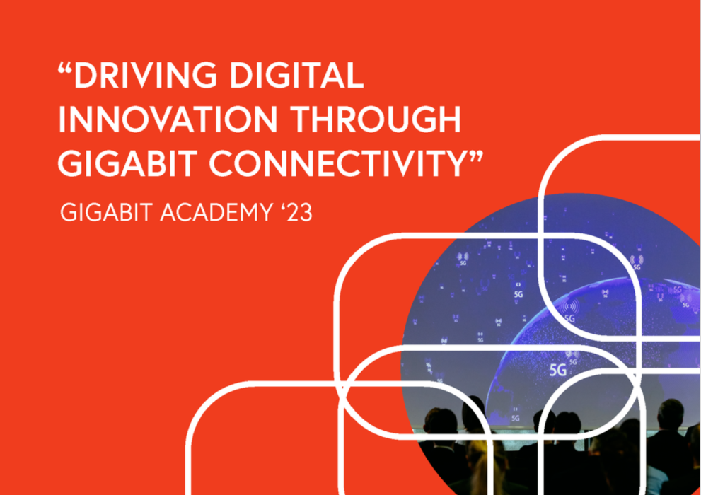 Gigabit Academy Event Poster with Description on a red background Gigabit Academy Event Poster with Description on a red background