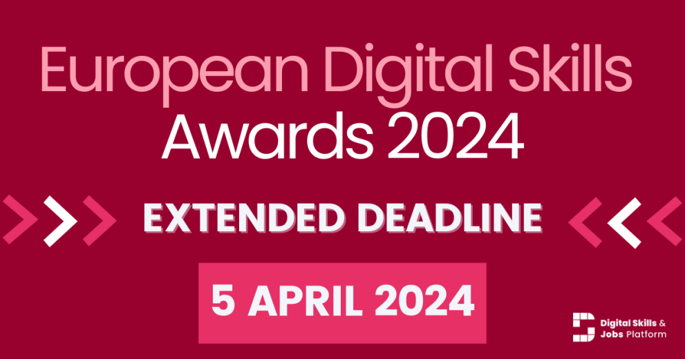 decorative image of the European Digital Skills Awards 2024 - deadline extended