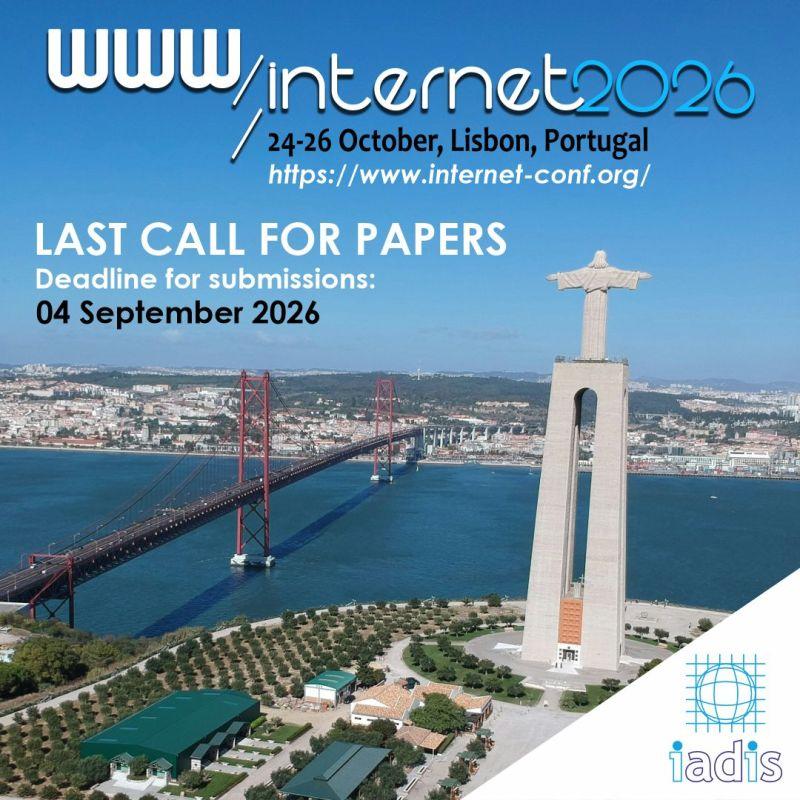 25th International Conference on WWW/Internet (ICWI) 2026, Last Call For Papers 4 September 2026.