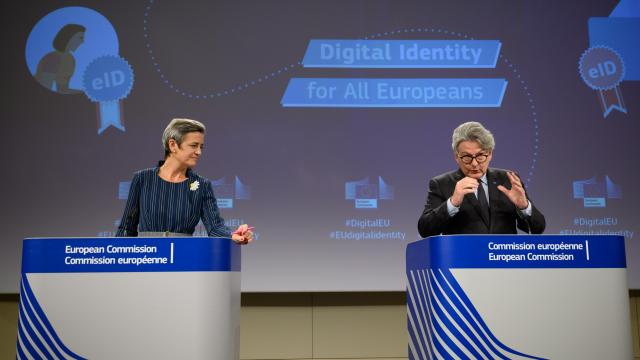 Margrethe Vestager, on the left, and Thierry Breton