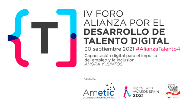 Text on white background reading "IV Foro alianza por el desarrollo de talento digital"