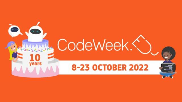Event poster with title for the 2022 edition of EU Code Week