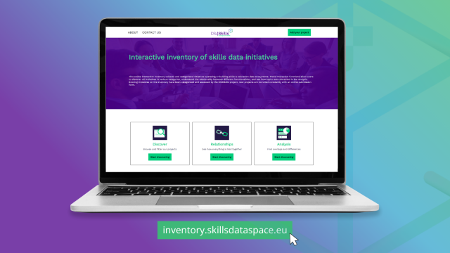 Een cartooncomputer met de homepage van de DS4Skills inventaris