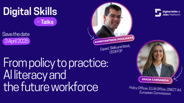 decorattive image Digital Skills Talks 11th episode "From policy to practice: AI literacy and the future workforce''