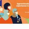 Illustration on an orange background of the European Union flag on the left and four people of various ethnicities and religions wearing masks and looking at text that reads Apprenticeship coalitions: experiences & advantages webinar Thursday 16th September 10:00-11:00 CEST