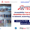 Visual of the Accessibilitech conference with title, hour and day and the logos of all the partners involved