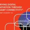 Gigabit Academy Event Poster with Description on a red background