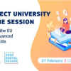 decorative image with text ''CONNECT University Online Session, How can the EU boost Digital Skills'' © European Commission (DG CONNECT)