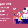 Extended deadline DSJP cover photo. Cartoon people on a pink background with the text: looking for topic experts 