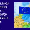 The flag of Europe pinned on a map with a toothpick; on blue background with white text. Text reads: Unveiling European Capacity-Building: Strategies to Ensure European Competitiveness in Innovation