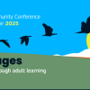 This is the visual for the EPALE Community Conference it includes birds flying toward the Sun.