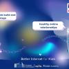 BIC MOOC announcement poster: 2 people, whose heads are coming out through computer screens and 2 speech bubbles, with text. Text reads: "helping children build and maintain" and "healthier relationships online".