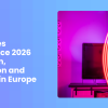 A pinkish image of a girl wearing VR glasses on blue background, with white text. Text reads: XR Futures Conference 2026: Education, Innovation and Industry in Europe