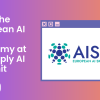AISHA logo on orange-purple background, with white text. Text reads: "Meet the European AI Skills Academy at the Apply AI Summit"