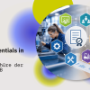 An illustration showing a woman operating a machine and a man using a laptop. Symbols representing technology, commercial activities, skills and certification stand for microcredentials in vocational education and training.