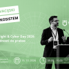 Promotional visual for Cyber Night & Cyber Day 2026 in Ljubljana, showing a speaker at a podium with the DIGI-SI and CRACoWi logos.