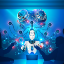 image of Artificial intelligence teaches business employees.