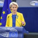 Ursula von der Leyen op het podium