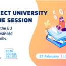decorative image with text ''CONNECT University Online Session, How can the EU boost Digital Skills'' © European Commission (DG CONNECT)