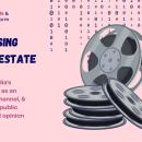 An illustration of a film on light pink background with dark-blue text. Text reads: "Digitalising the 4th Estate: exploring media’s changing role as an information channel, and its impact on public discourse and opinion (deep-dive)"