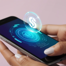 An image of a smartphone on light pink background