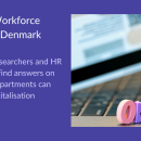 A digital image on purple background, with text. Text reads: Digital Workforce Board: Leaders, researchers and HR specialists find answers on how HR departments best support digitalisation