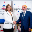 representatives of the Slovak coalition shakes hand with local Politician
